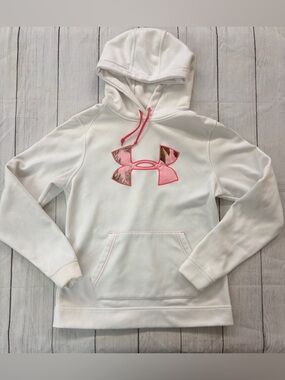 Under Armour White Hoodie with Pink Logo and Camo Accent